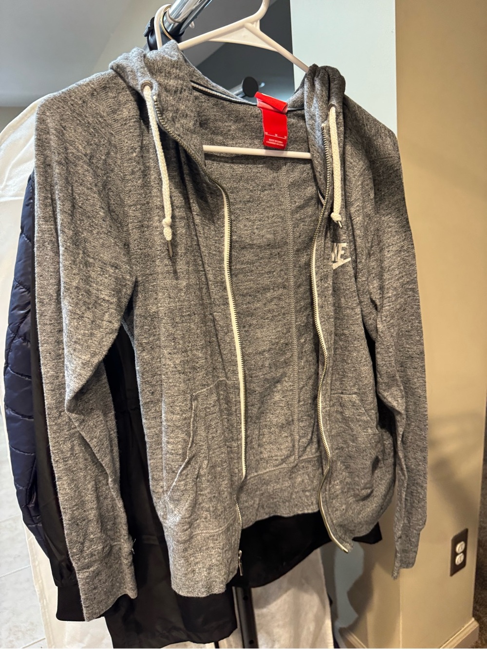 Nike Grey Zip-Up Hoodie with Drawstring